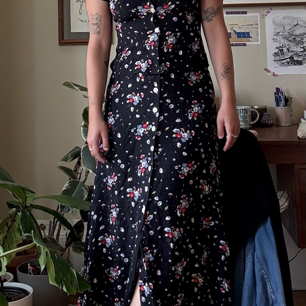 Ann Taylor Black Floral 2 Piece
